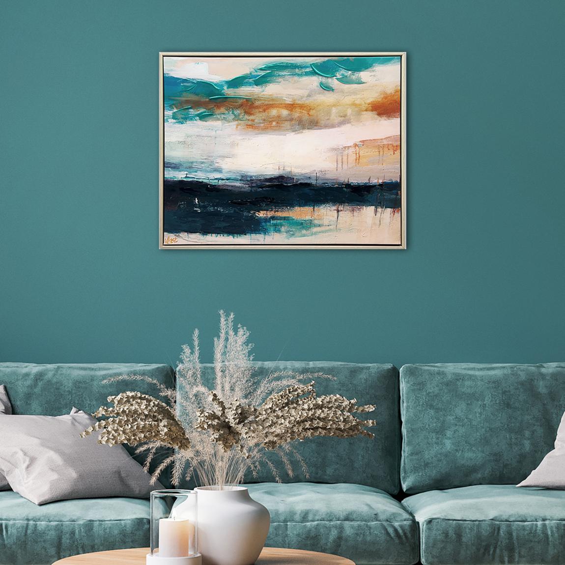 Evening Light Framed canvas with handpaint 42x52cms main product photo