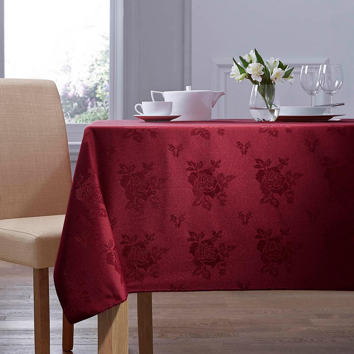 Cezanne 100% Polyester Burgundy Tablecloth - 137 x 229cm main product photo