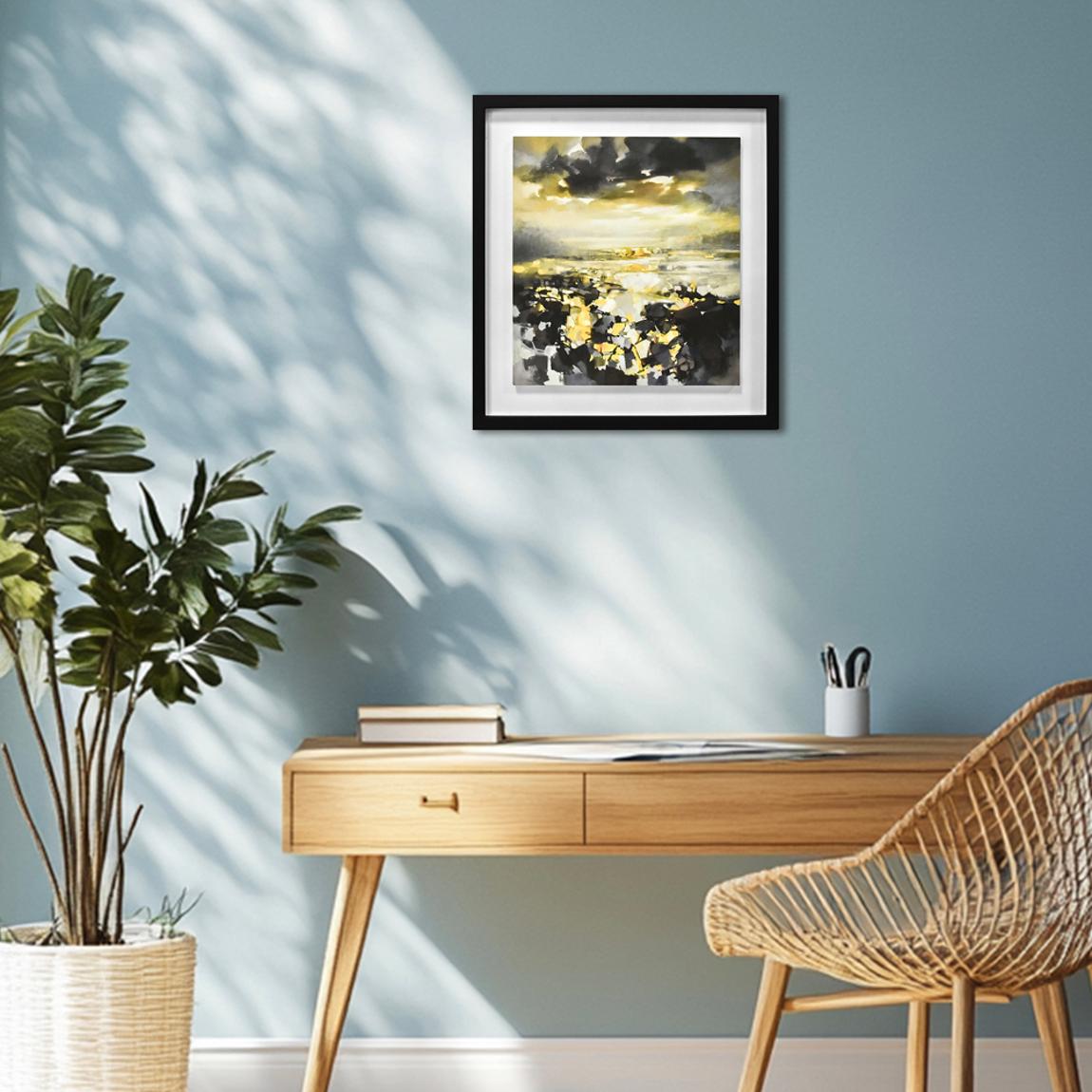 Scott Naismith Yellow Matter 1 40x40 framed wood plaque main product photo