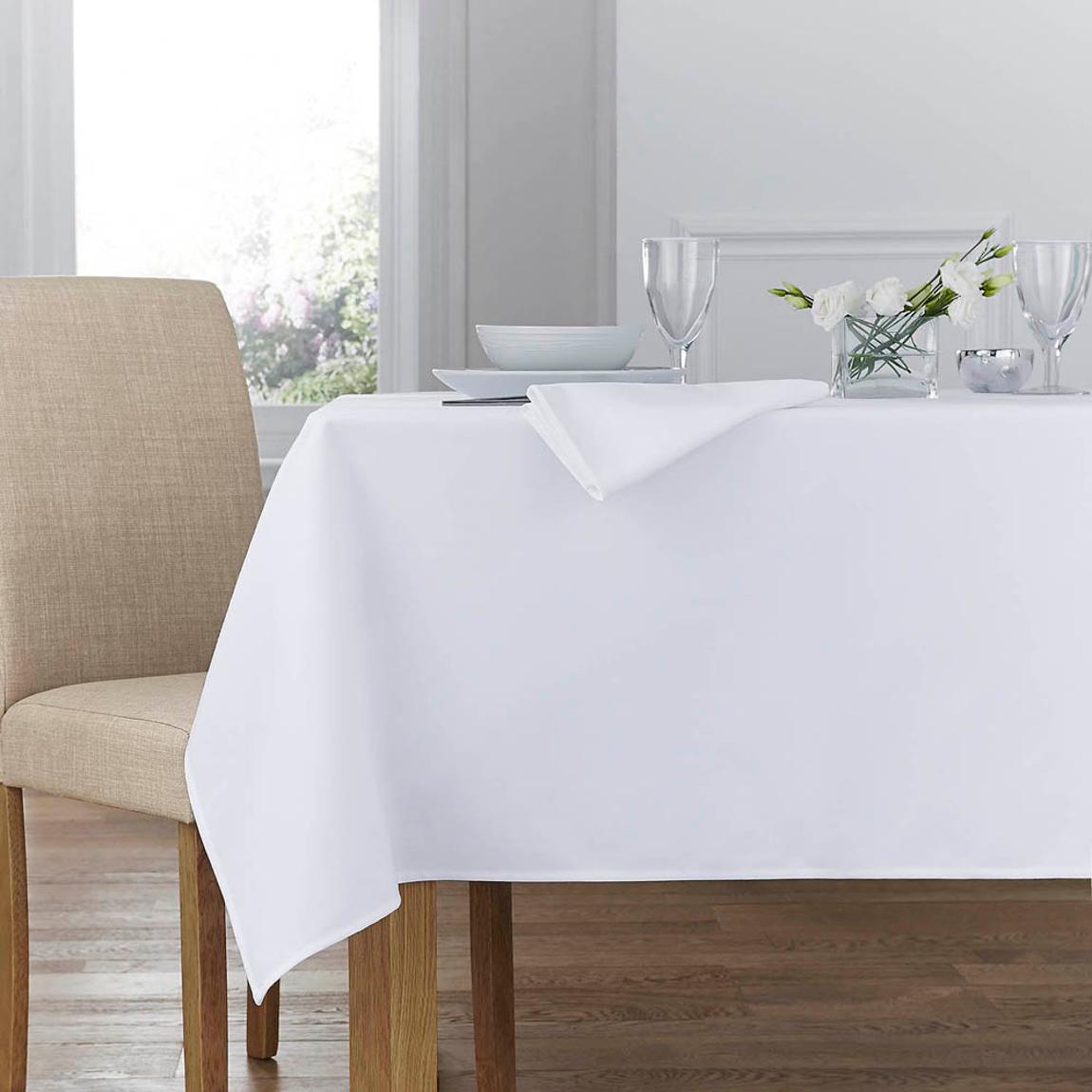 Forta 100% Polyester White Tablecloth- 132 x 132cm main product photo