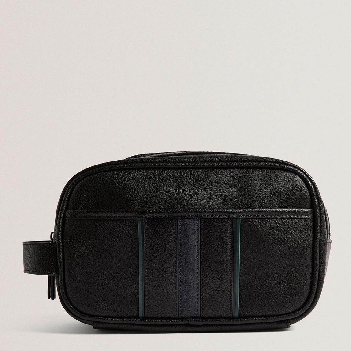 Black Stripe PU Washbag main product photo