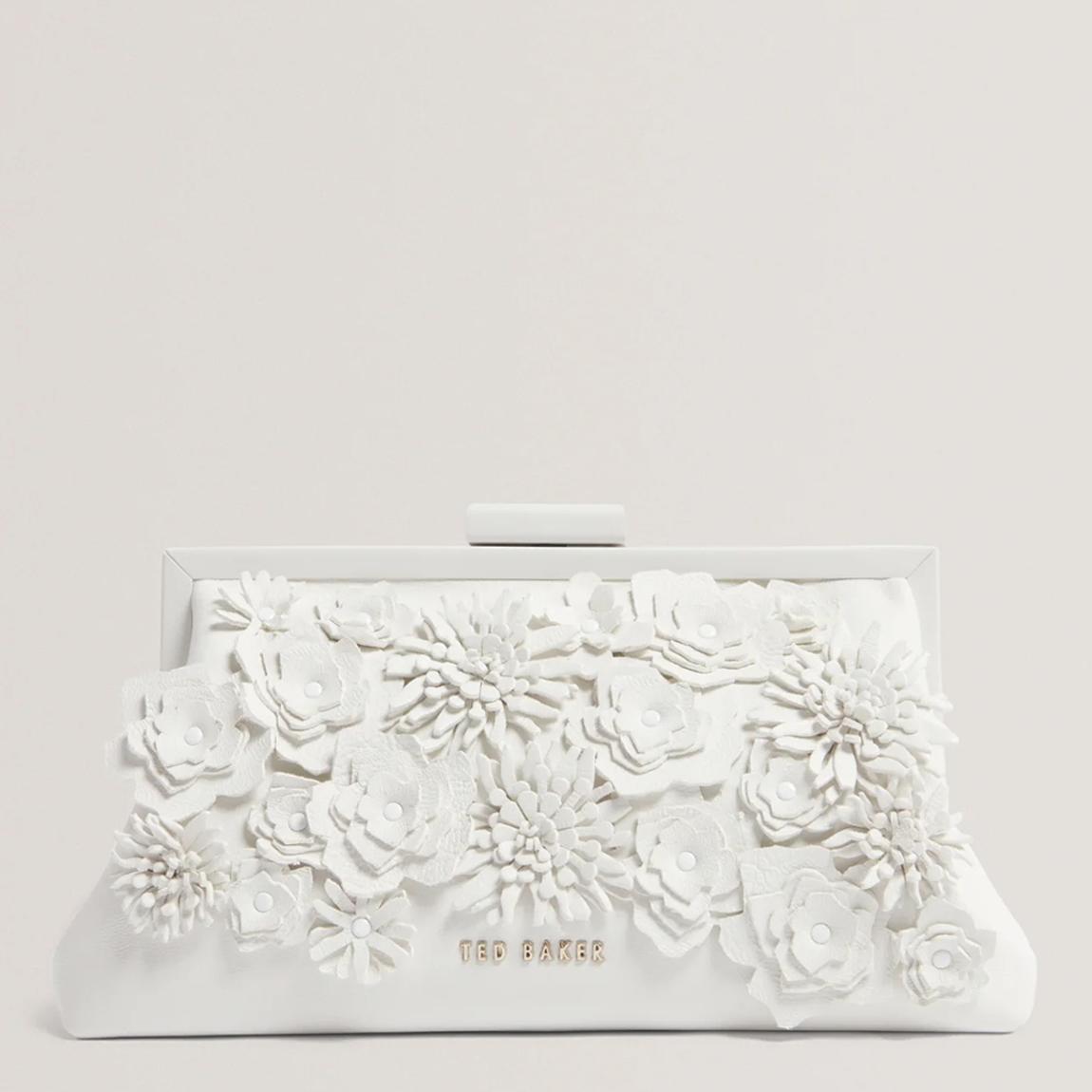 White Flower 3D Applique Clutch Bag main product photo