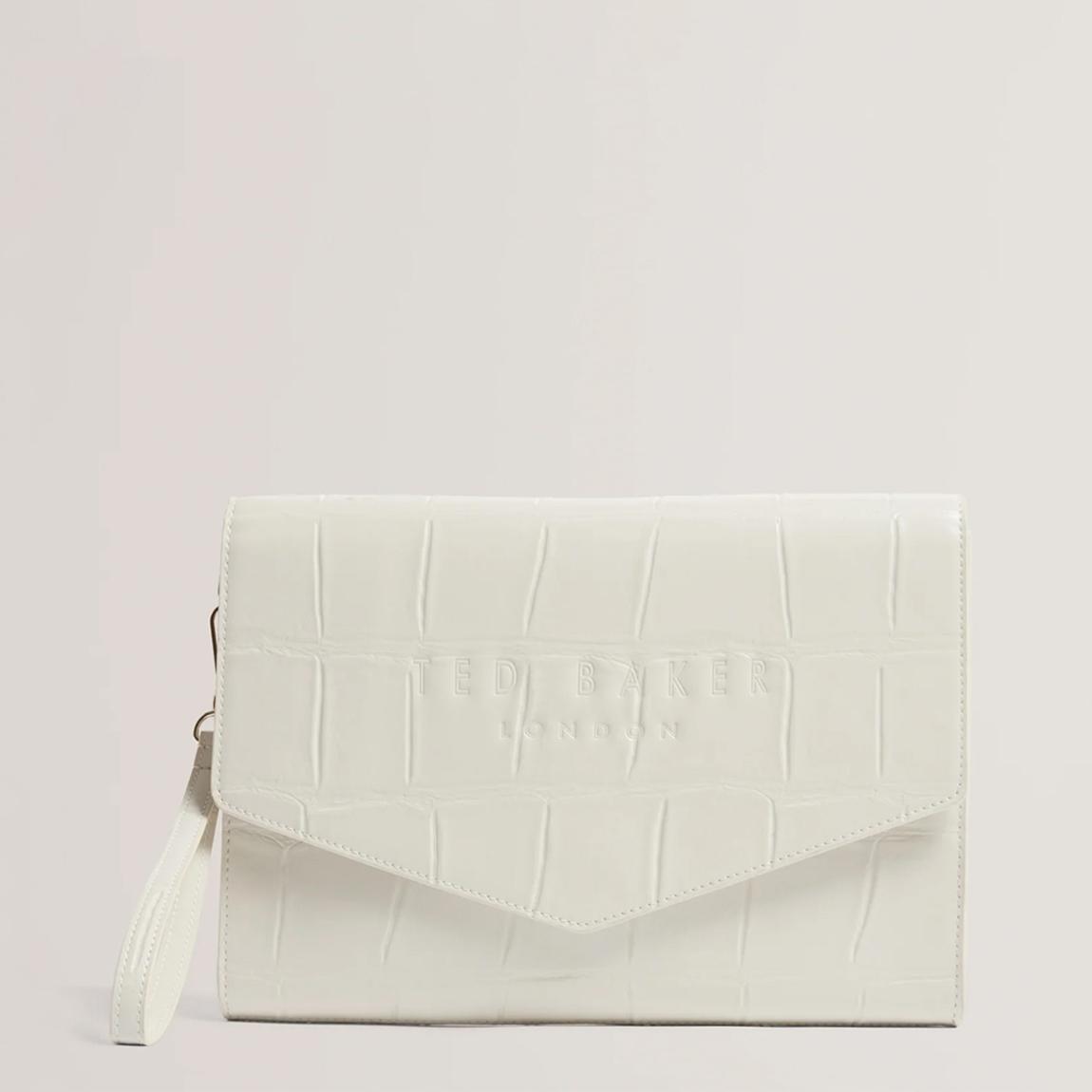 Ivory Croc Effect Envelope Pouch main product photo
