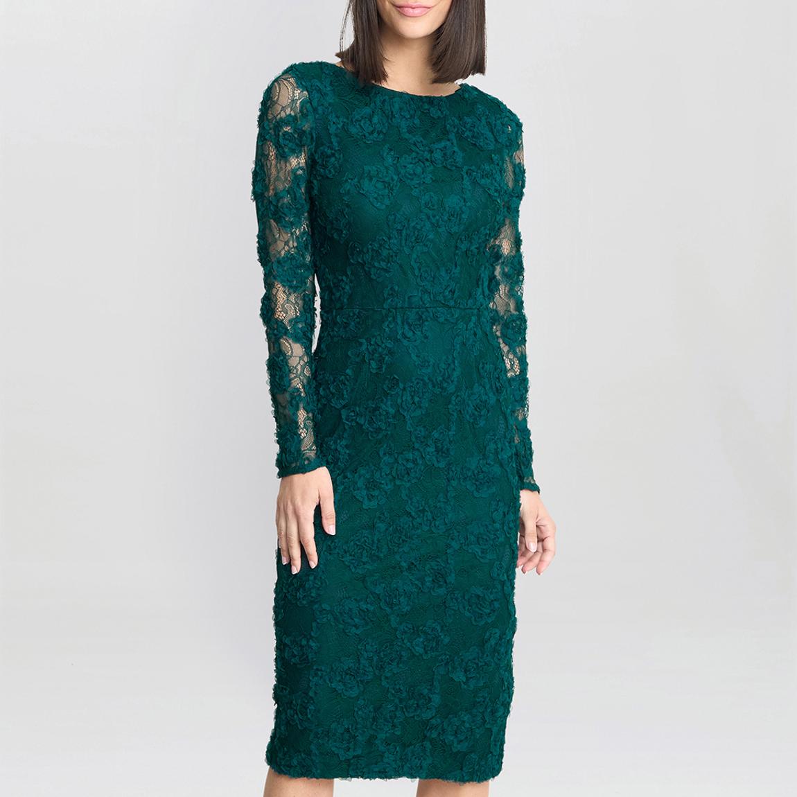 Green Scarlett Corded Floral Lace Dress main product photo