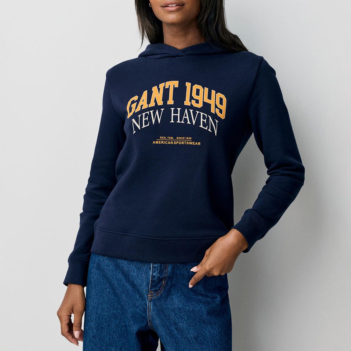 Navy Gant Logo Hoodie main product photo
