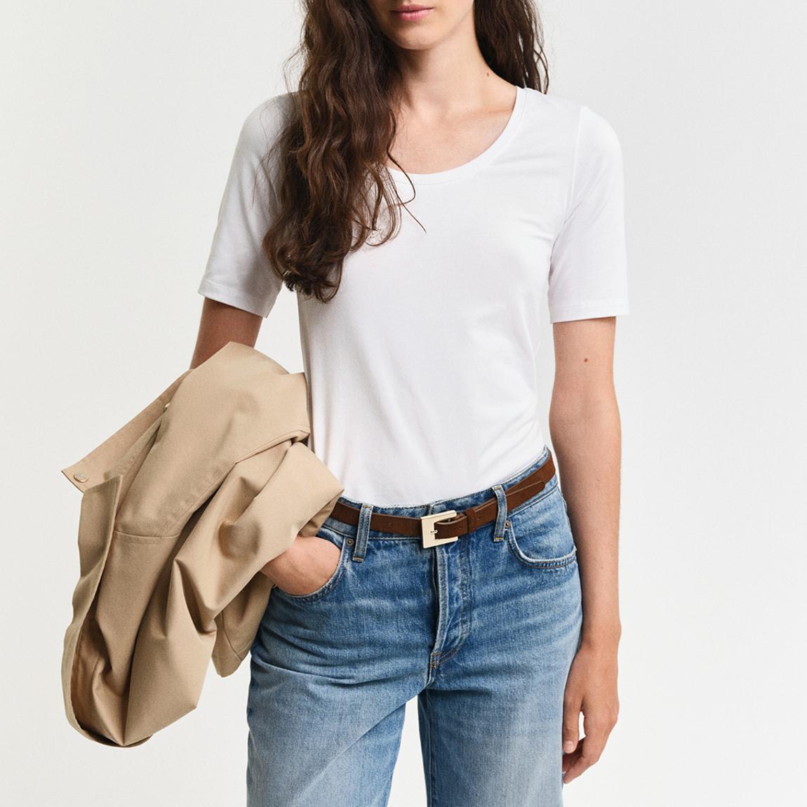 White Scoop Neck Top main product photo
