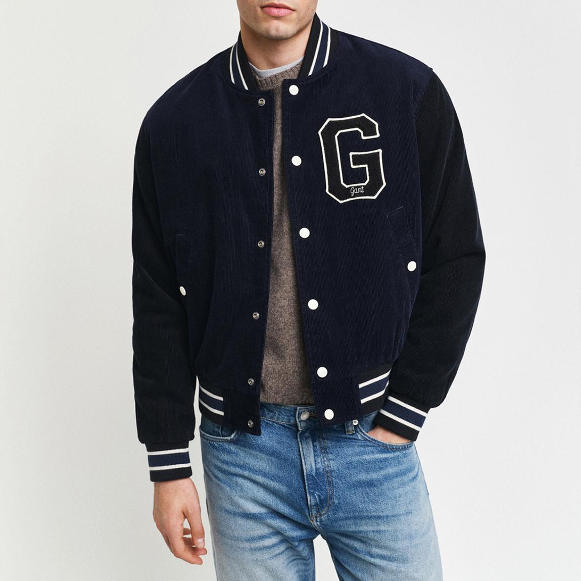 Navy Corduroy Cotton Varsity Jacket main product photo