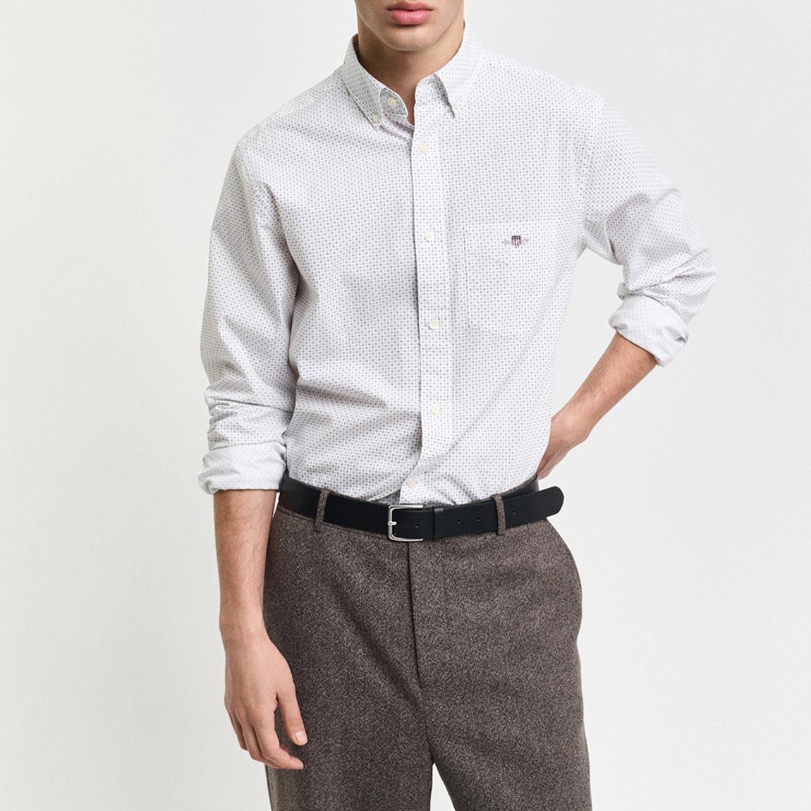 White Regular Micro Print Cotton Shirt main product photo