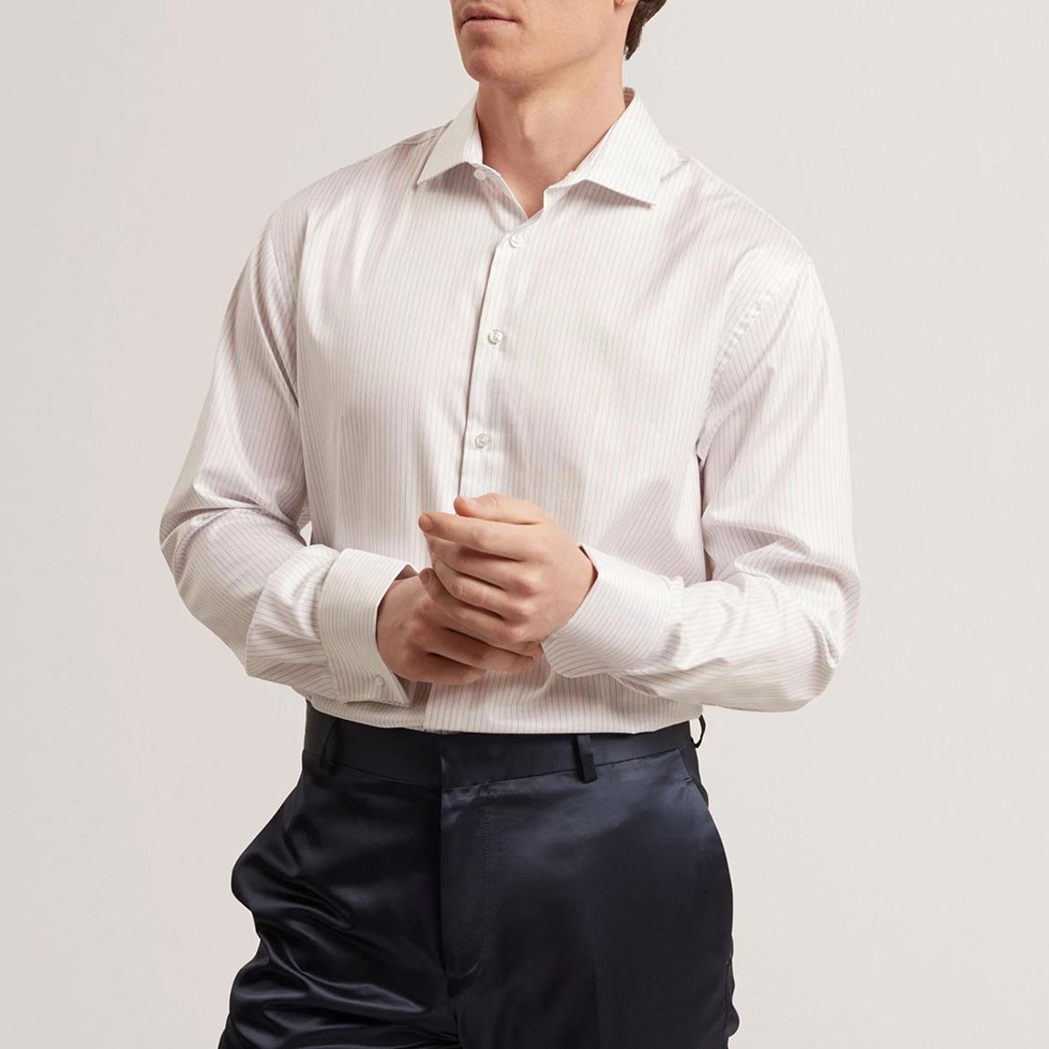 White Arbery Fine Pinstripe Cotton Shirt main product photo