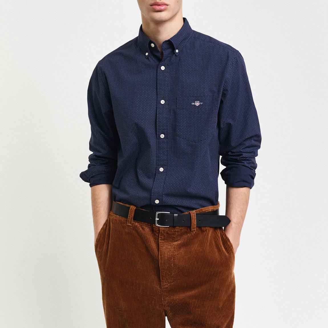 Navy Regular Micro Print Cotton Shirt main product photo