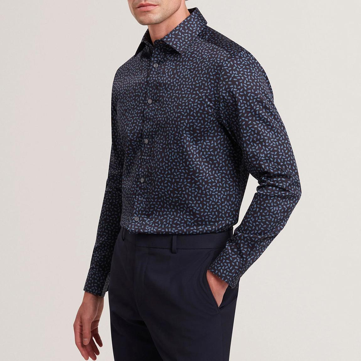 Navy Blockly Mini Leaf Print Shirt main product photo