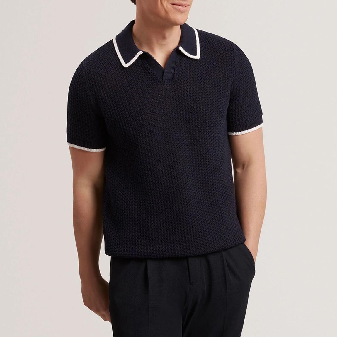 Navy Sachair Waffle Stitch Polo Shirt main product photo