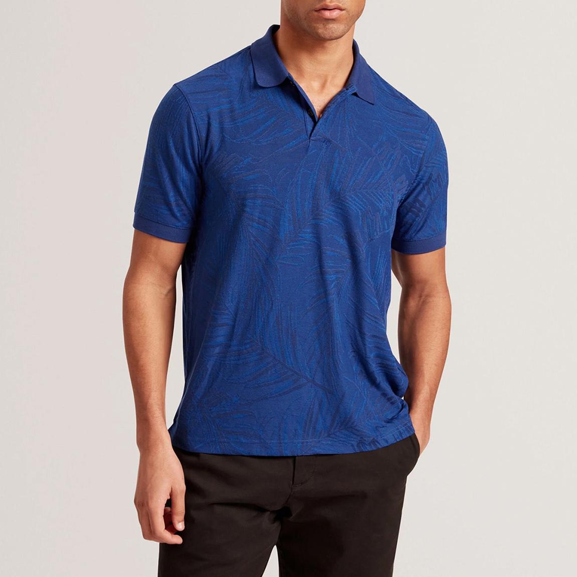 Navy Edwine Jacquard Leaf Polo main product photo