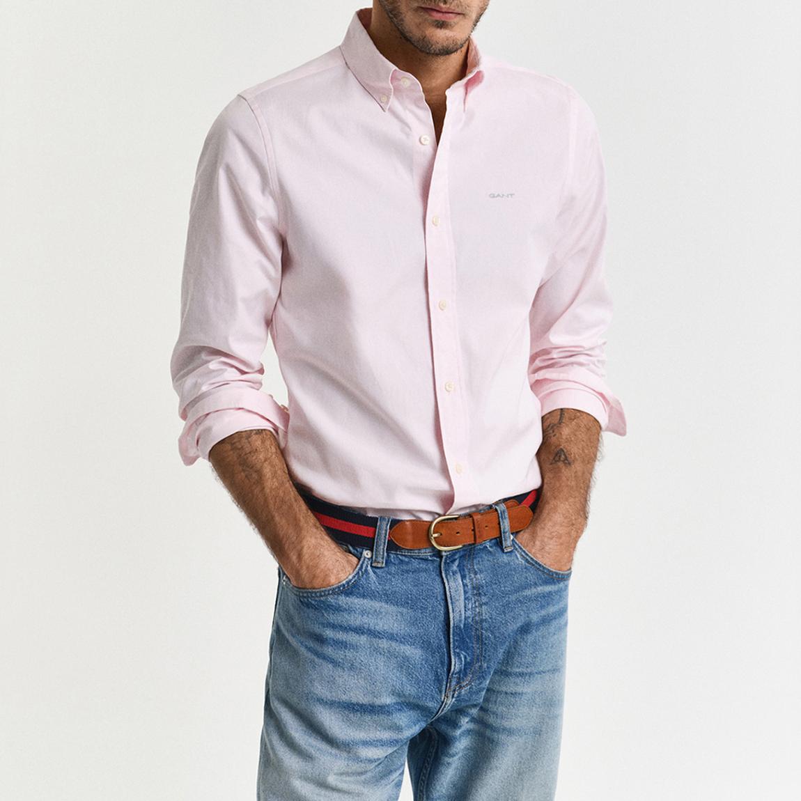 Pink Slim Pinpoint Cotton Oxford Shirt main product photo