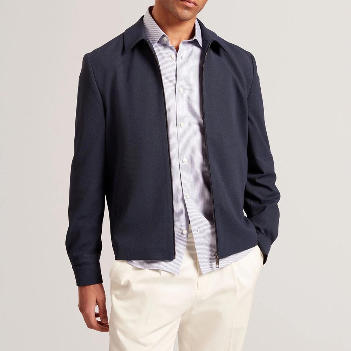 Navy Cialdaj Waffle Knit Harrington main product photo