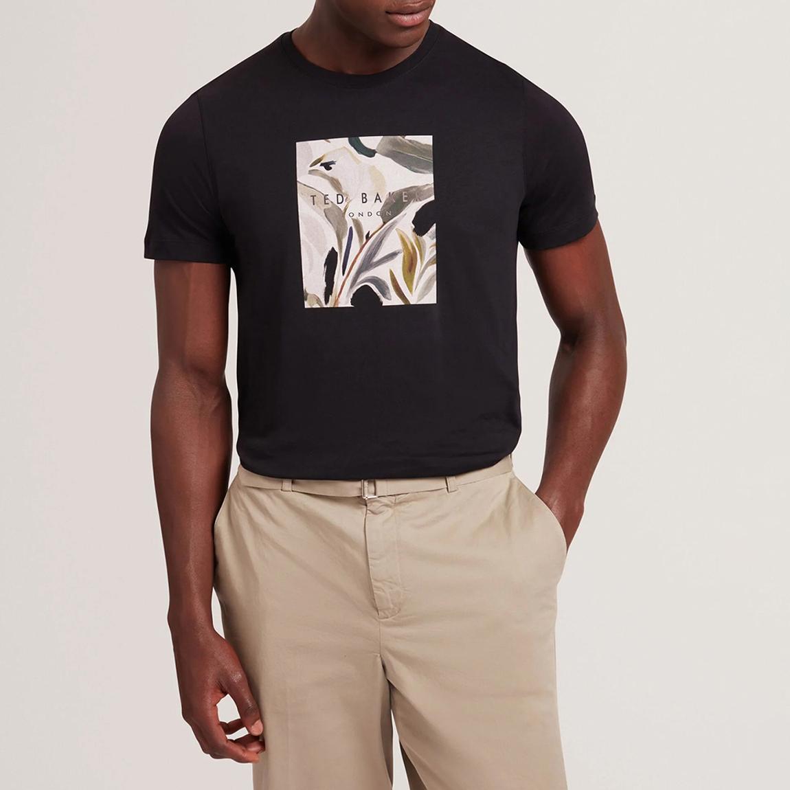 Black Justino Box Print Graphic Cotton T-Shirt main product photo