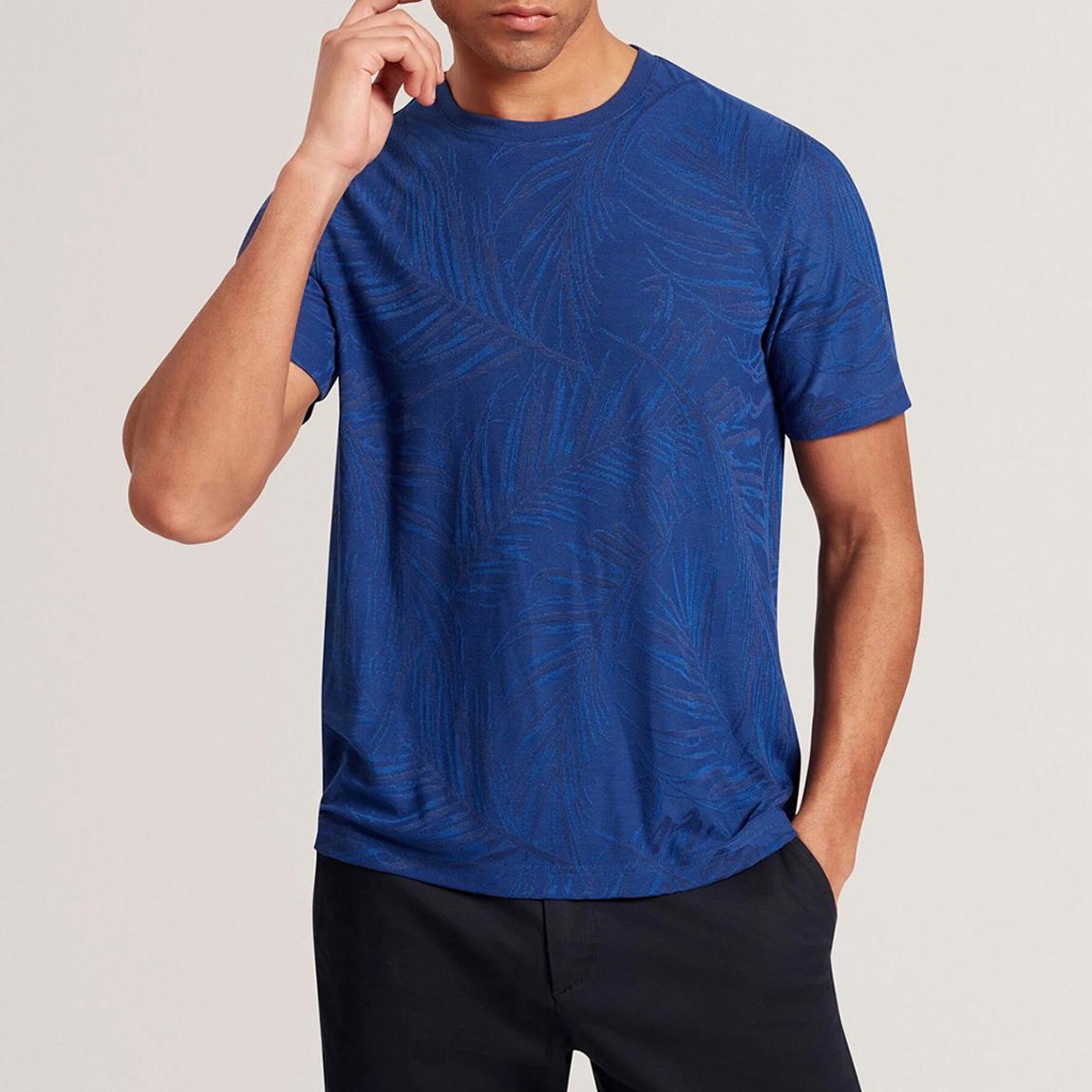 Navy Jessper Jacquard Leaf T-Shirt main product photo