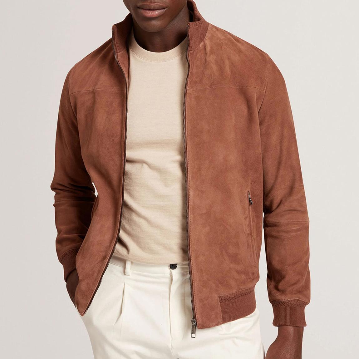Brown Peveril Suede Bomber Jacket main product photo