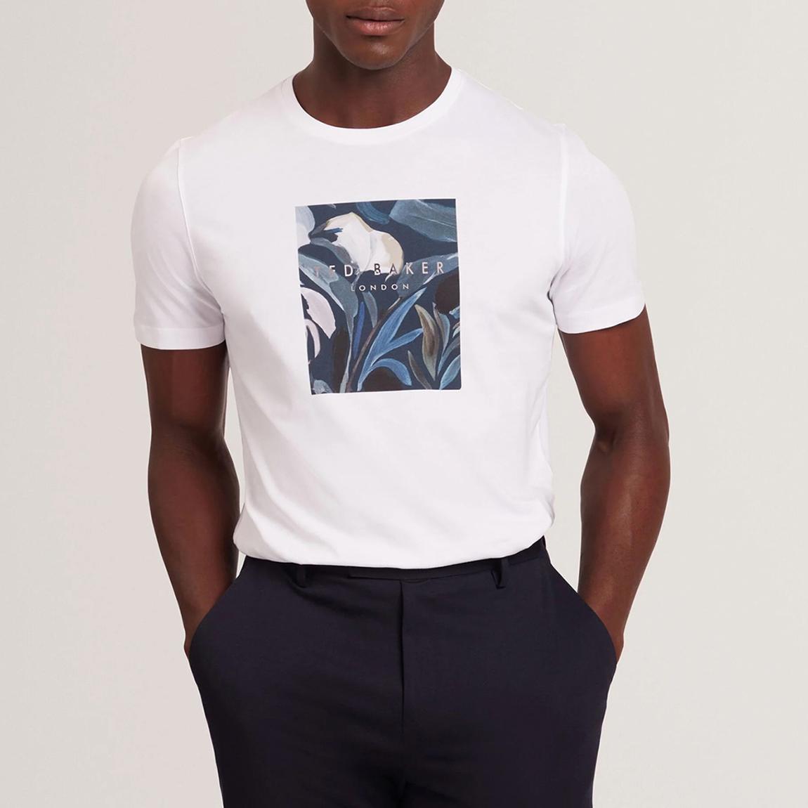 White Justino Box Print Graphic Cotton T-Shirt main product photo
