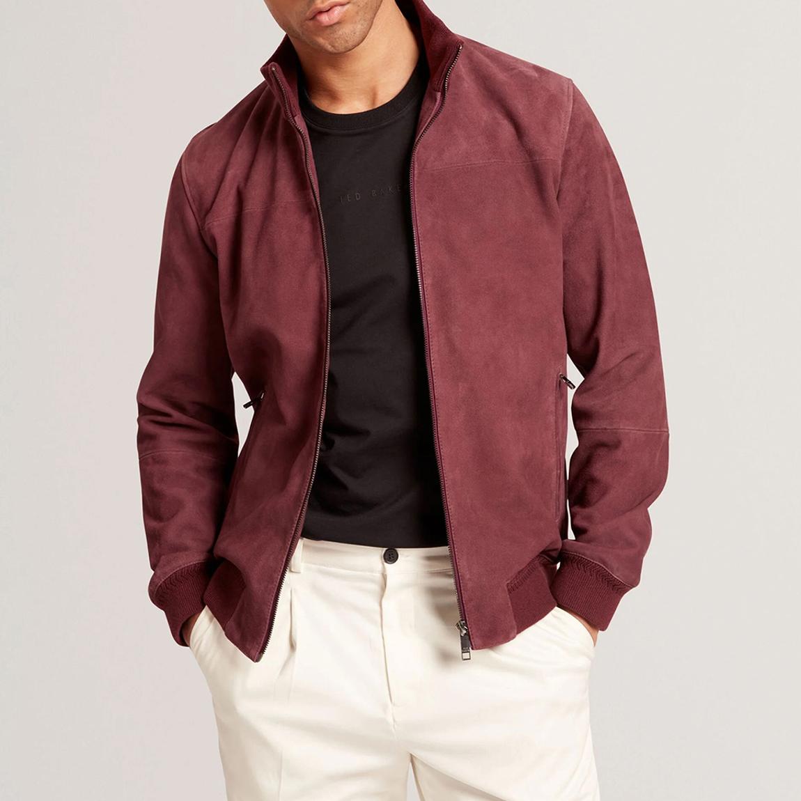 Red Peveril Suede Bomber Jacket main product photo