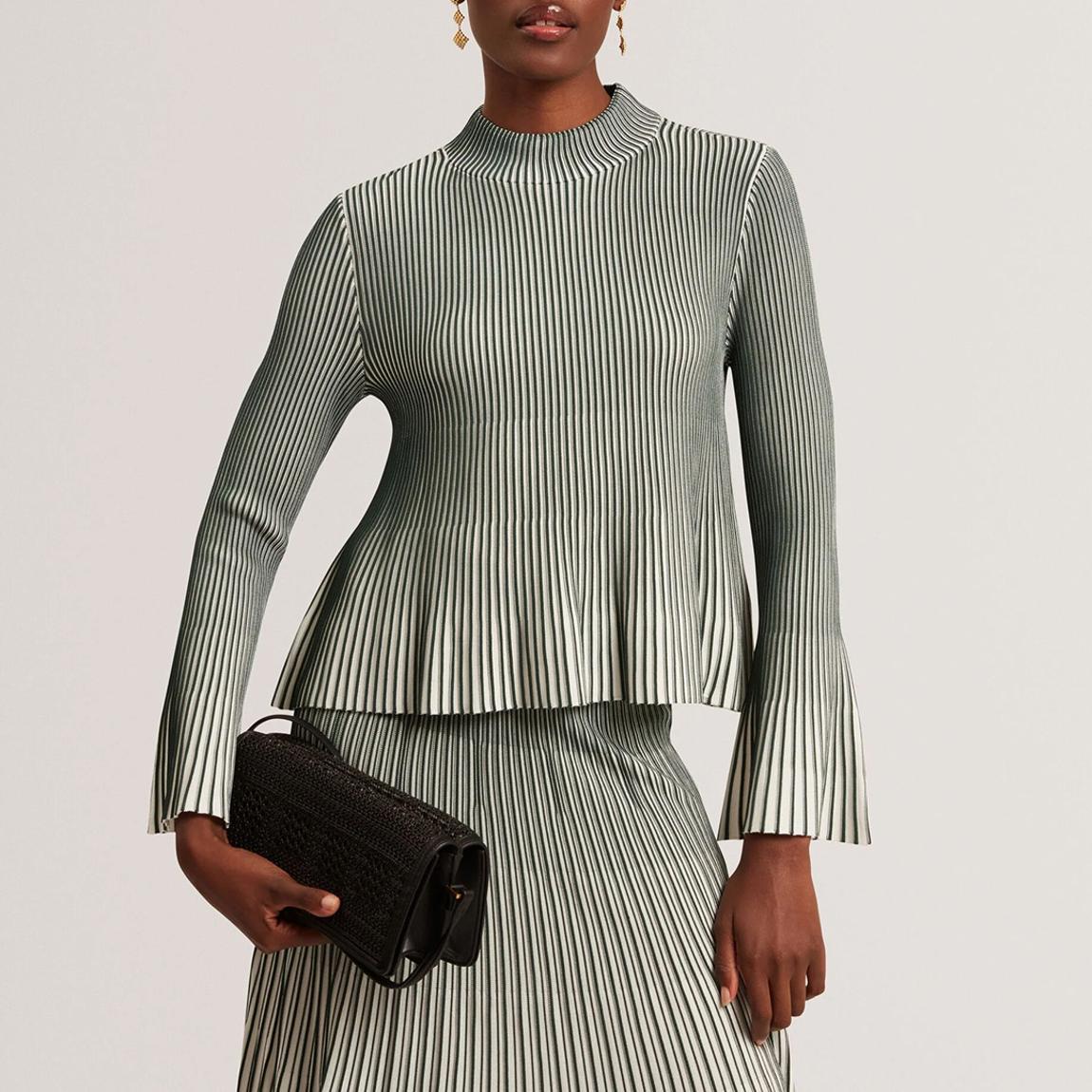 Green Aeris Fluted Ribbed Top main product photo