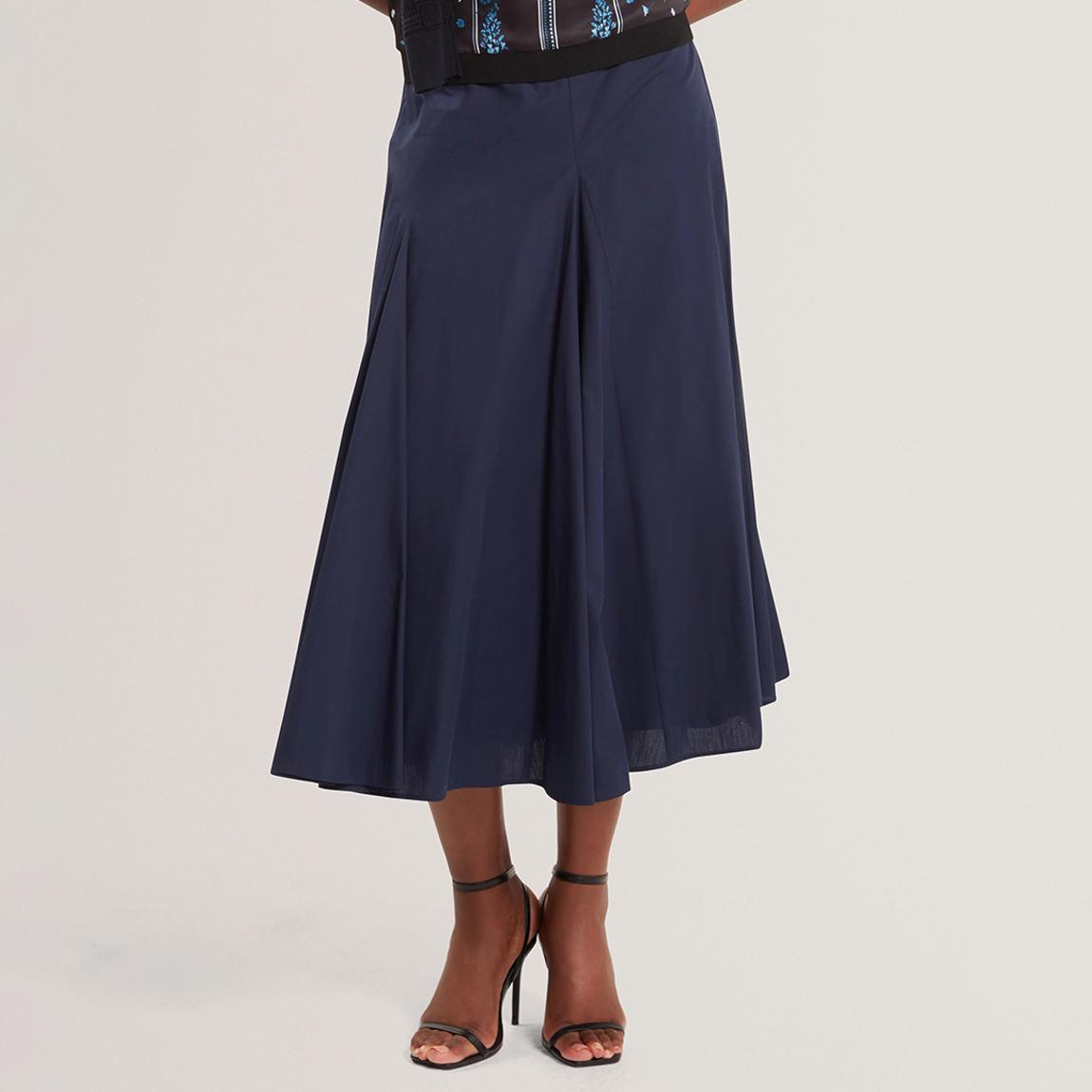 Navy Zanzah Cotton Poplin Midi Skirt main product photo