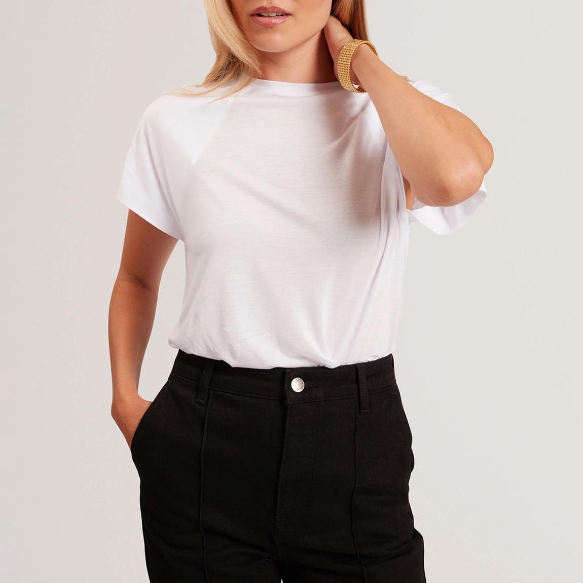 White Elmie Gather Shoulder Detail T-Shirt main product photo