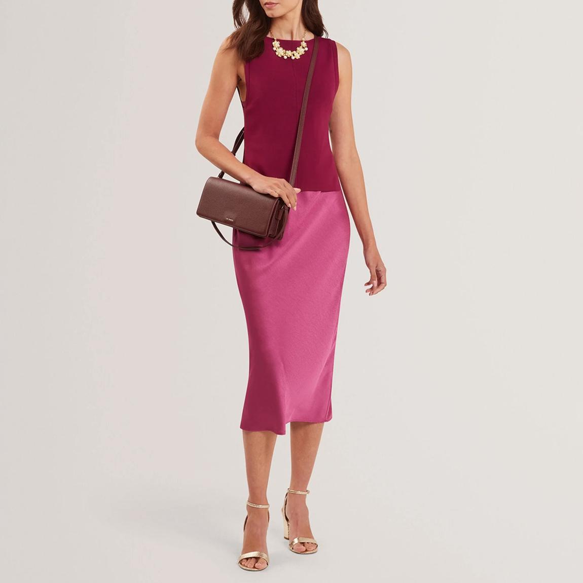 Purple Ammil Satin Slip Dress With Removable Sweater Vest main product photo