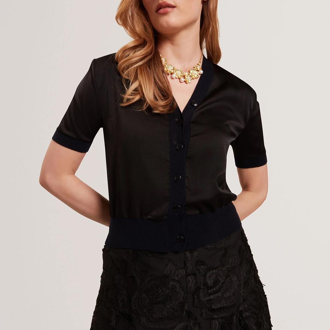 Black Ofina Touch Of Silk Cardigan main product photo