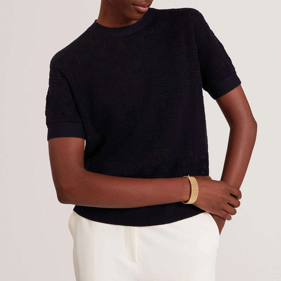 Navy Emeta Touch Of Silk Knitted T-Shirt main product photo