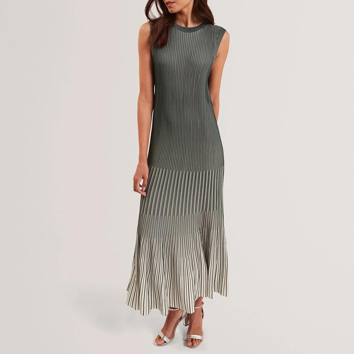 Green Dilylaa Textured Stripe Knit Midi Dress main product photo