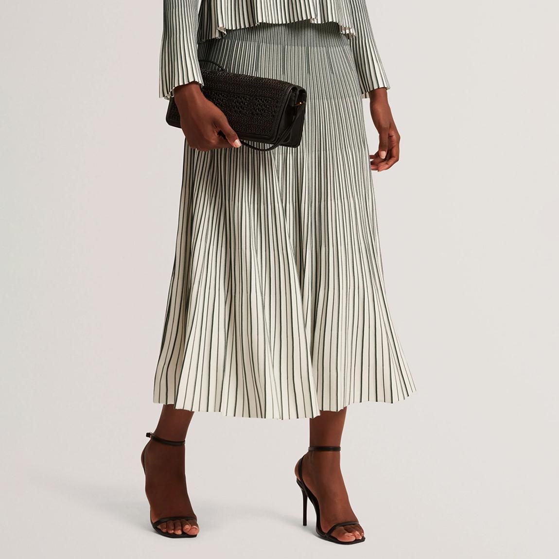 Green Jenavia Textured Stripe Knitted Midi Skirt main product photo