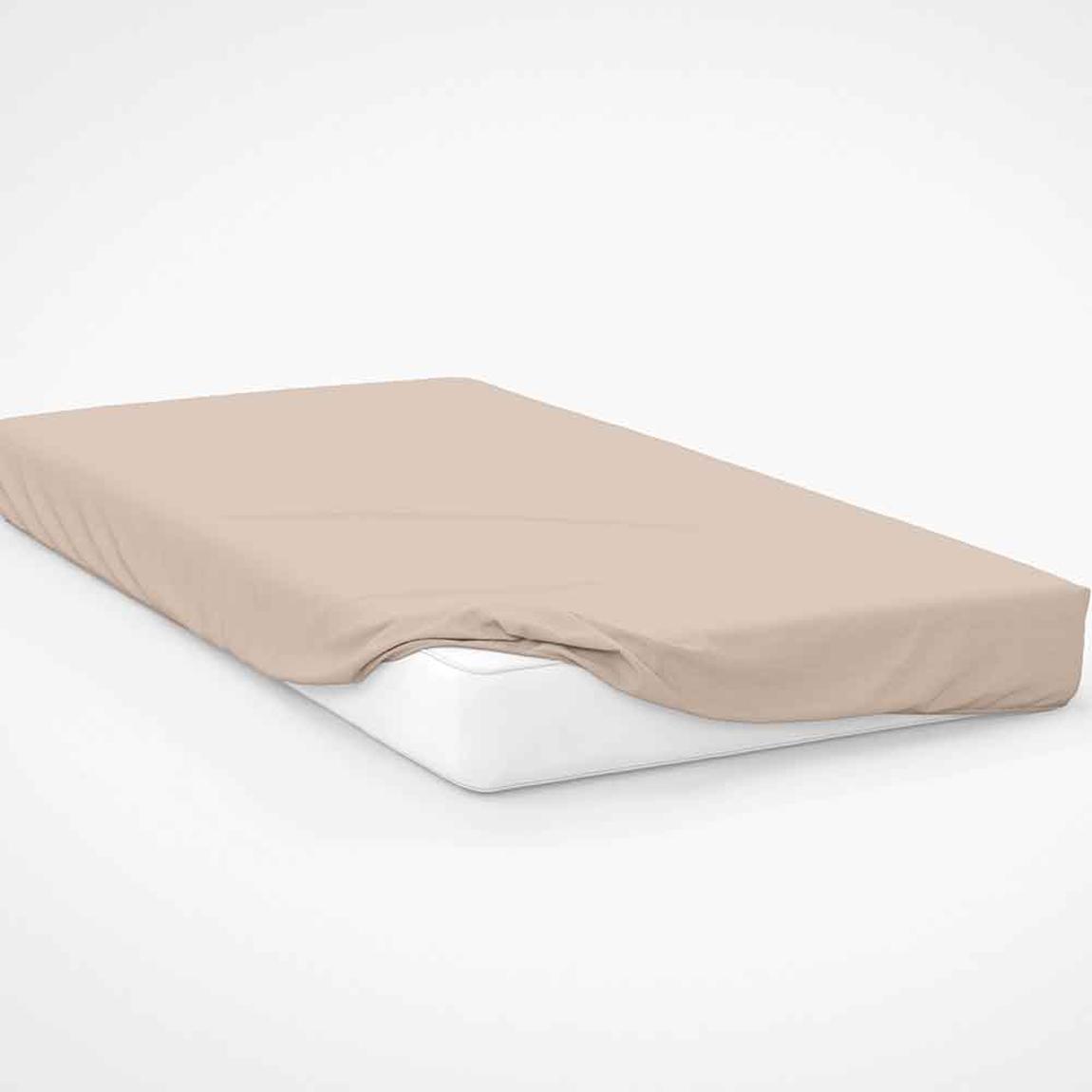100% Brushed Cotton King Fitted Sheet 15" Cream main product photo