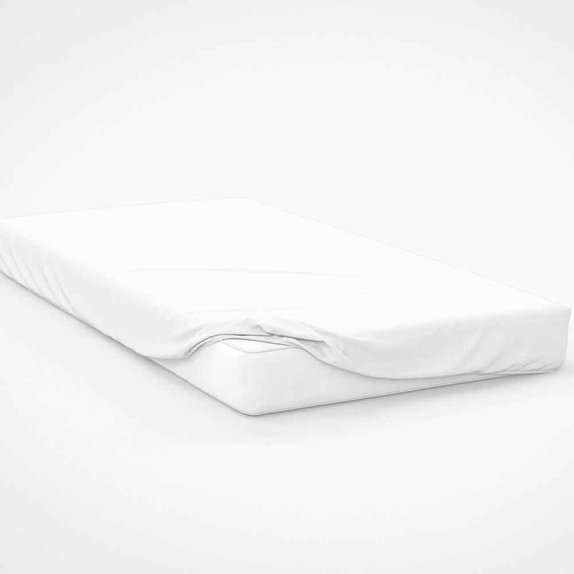 100% Brushed Cotton Double Fitted Sheet 12" Depth White main product photo
