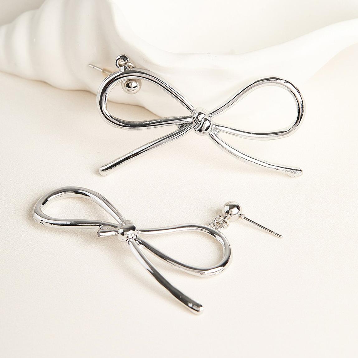 Silver Bow Dangle Earrings main product photo