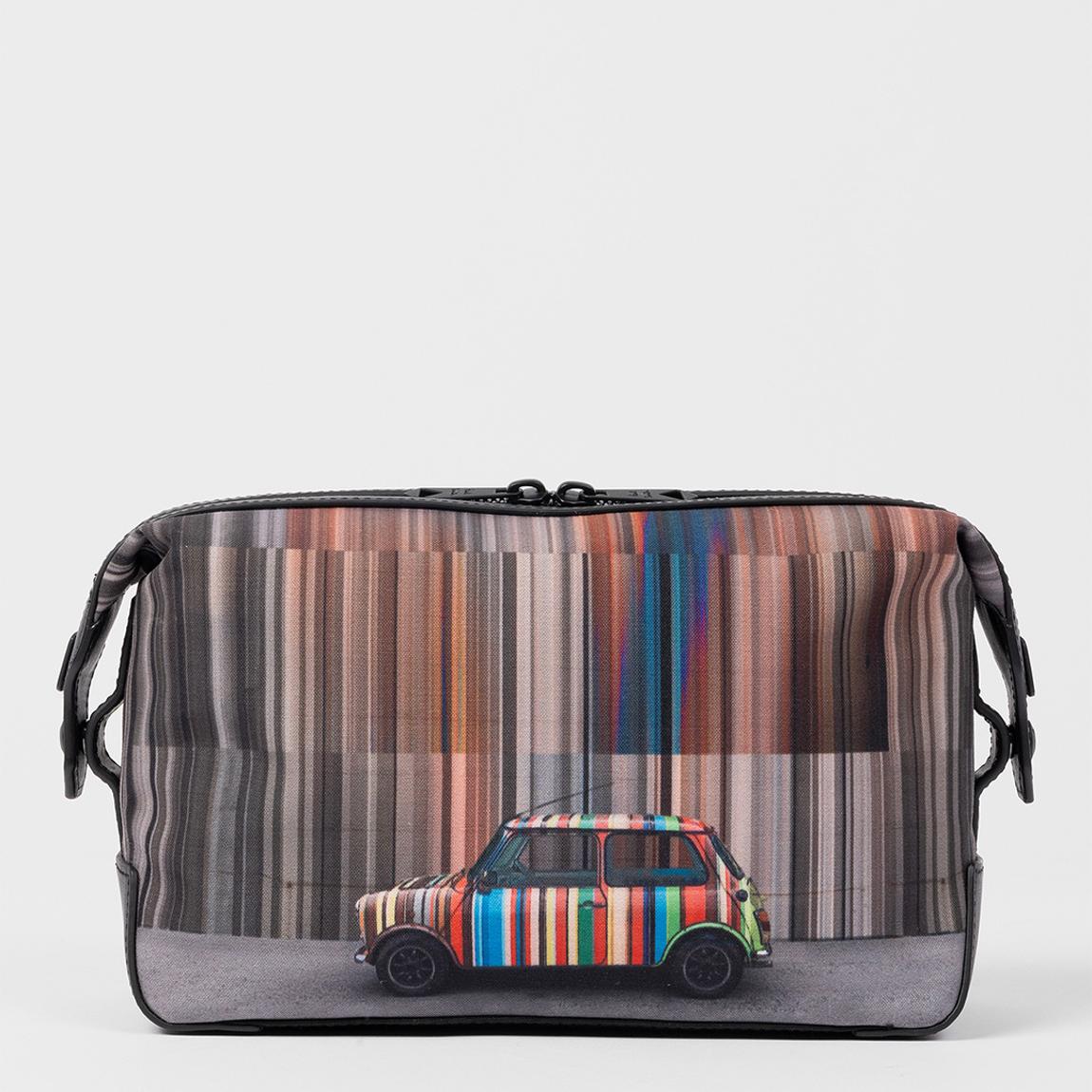 Black Car Stripe Leather Washbag main product photo
