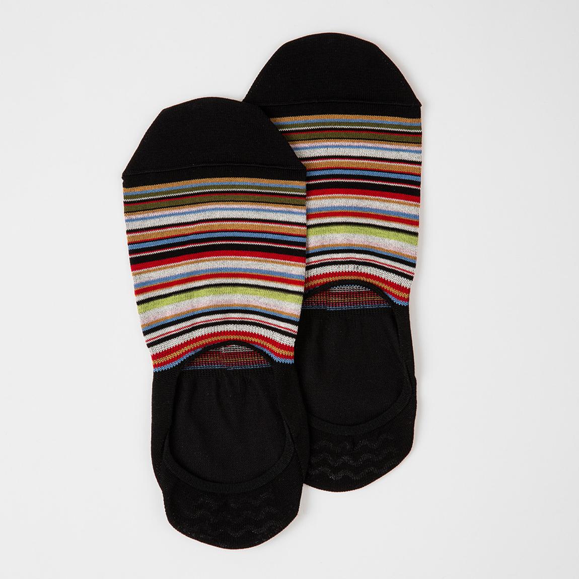 Black/Multi Stripe No Show Socks main product photo