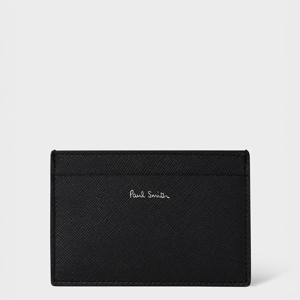 Black Stripe Leather Card Wallet main product photo