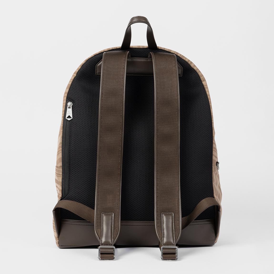 Beige Striped Leather Mix Backpack main product photo