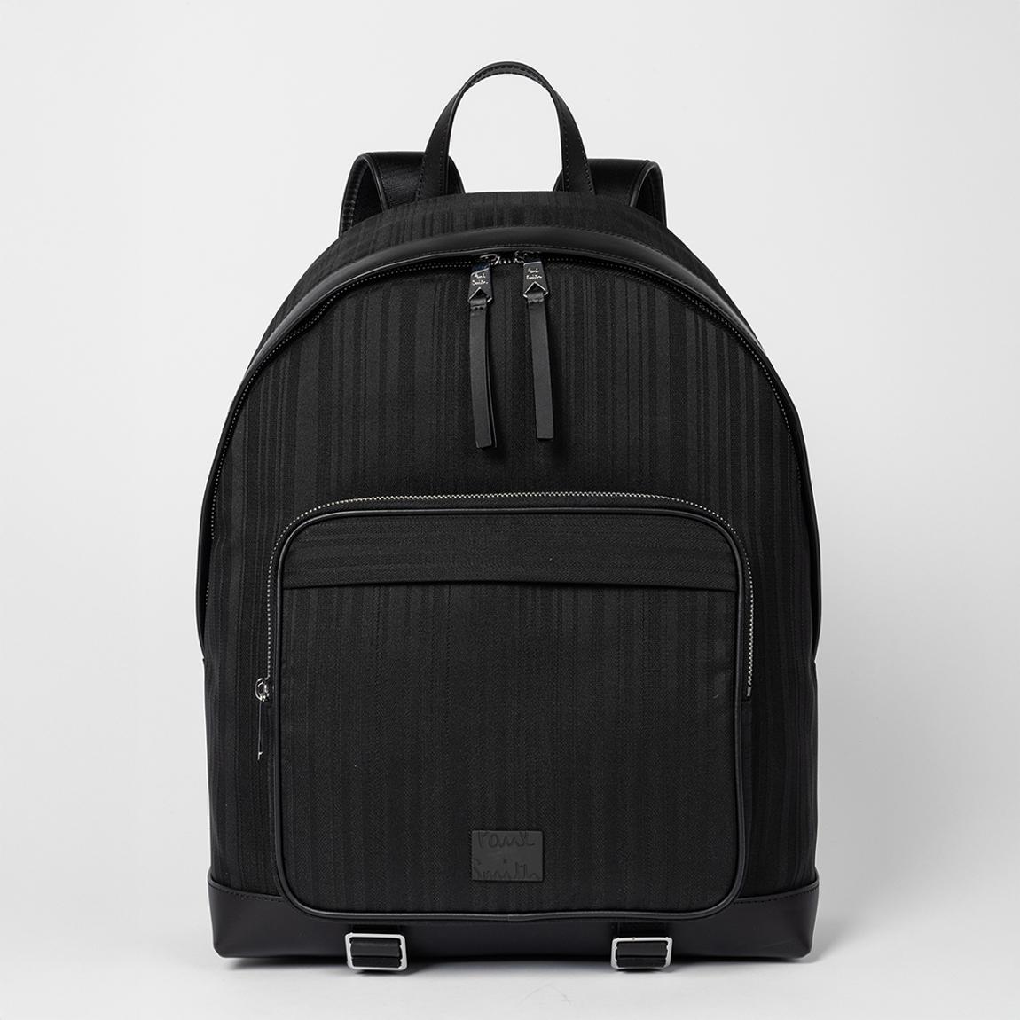 Forest Green Striped Leather Mix Backpack main product photo