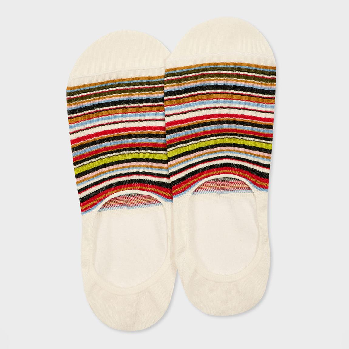 Cream/Multi Stripe No Show Socks main product photo