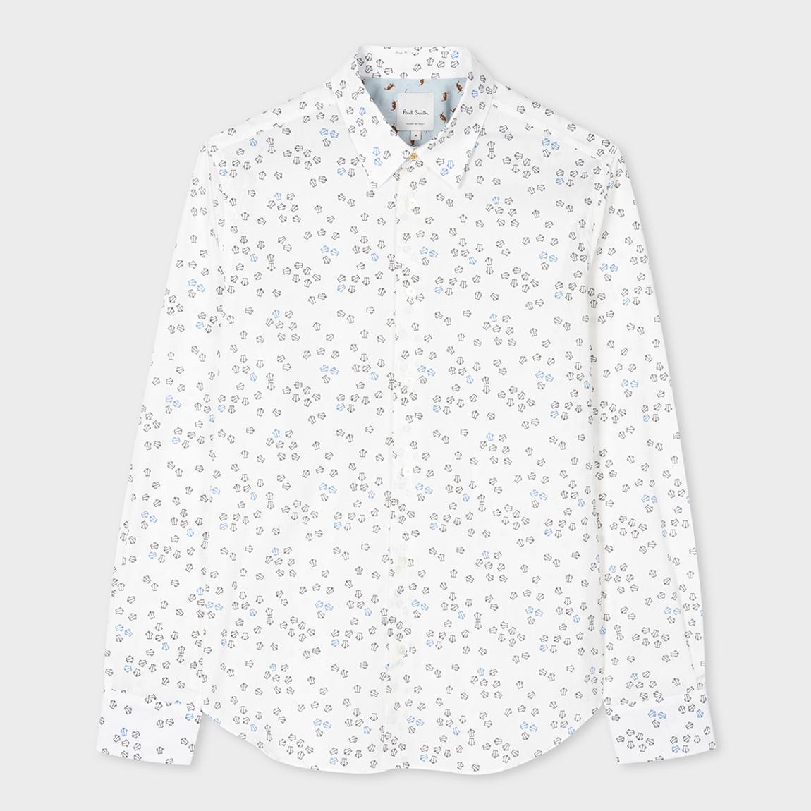 White Floral Slim Fit Shirt main product photo