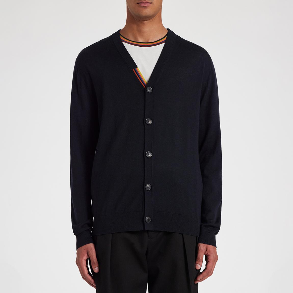 Navy Wool Button Through Cardigan main product photo