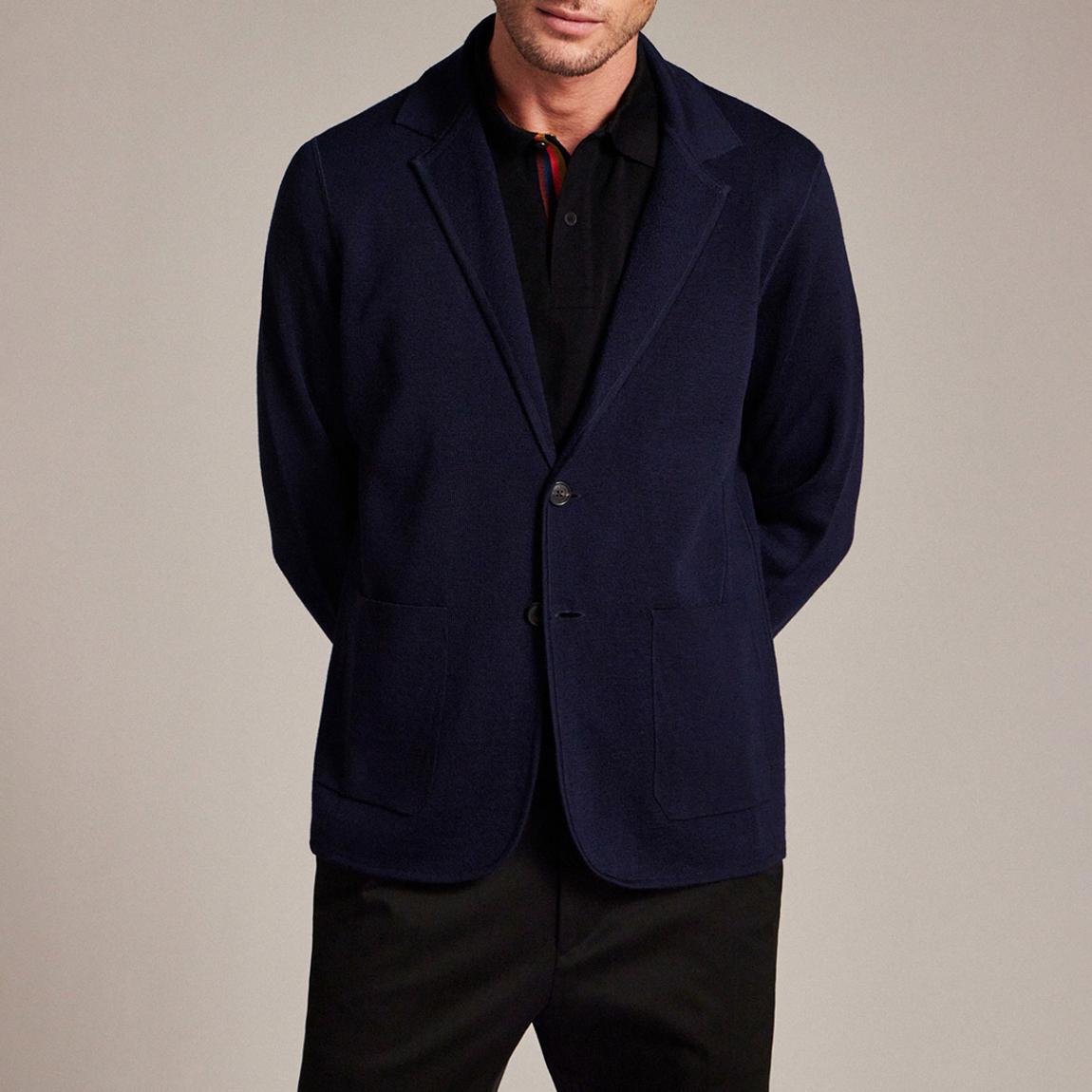 Navy Wool Knitted Jacket main product photo