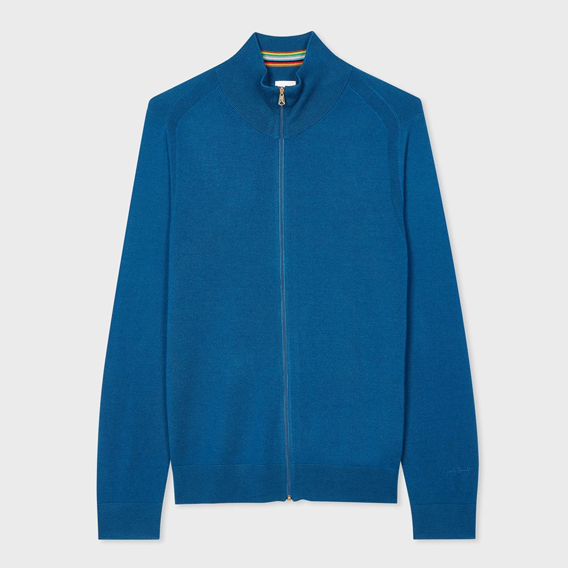 Blue Zip Through Wool Cardigan main product photo