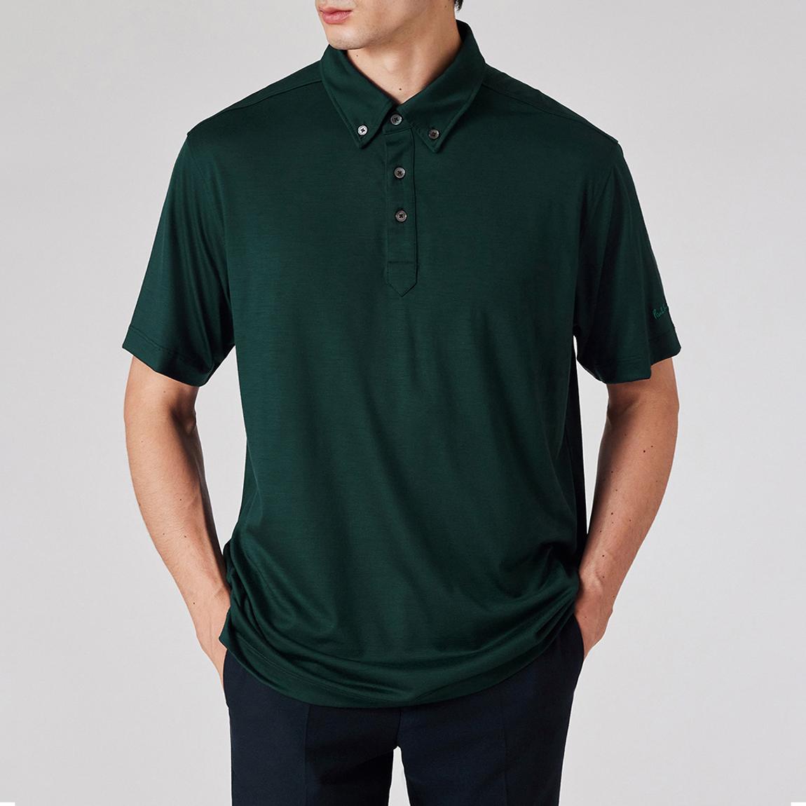 Forest Green Wool Oversized Polo Shirt main product photo