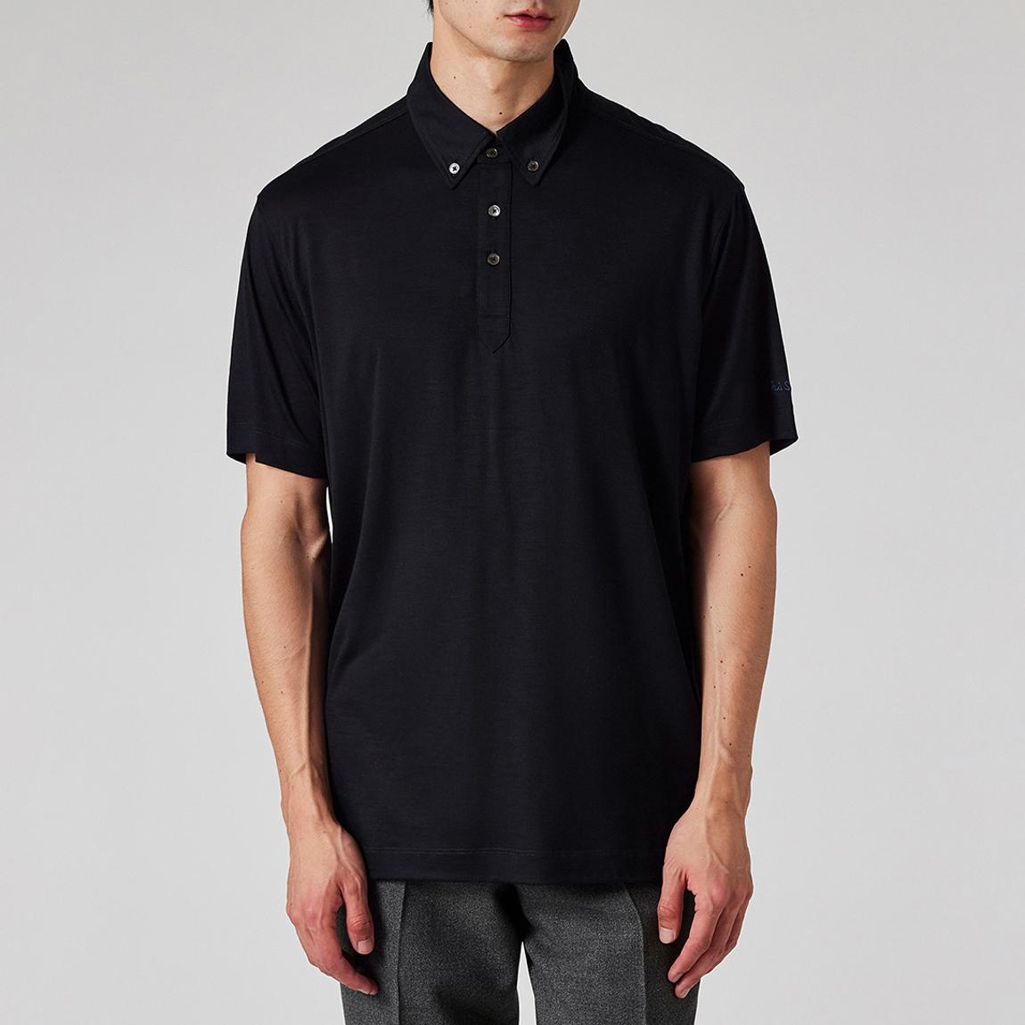 Black Wool Oversized Polo Shirt main product photo