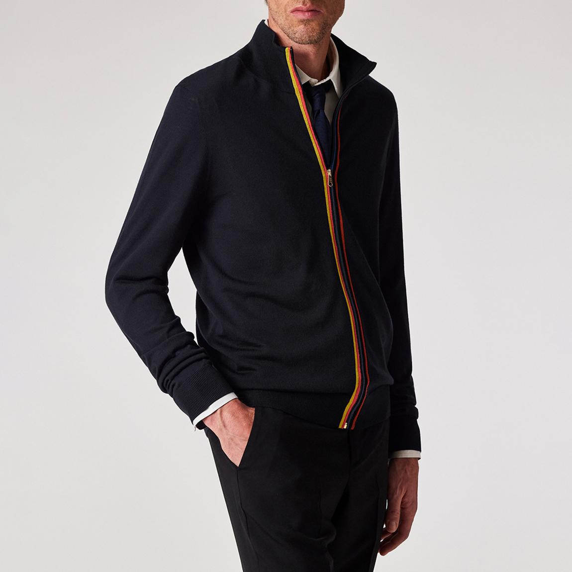 Black Zip Through Wool Cardigan main product photo