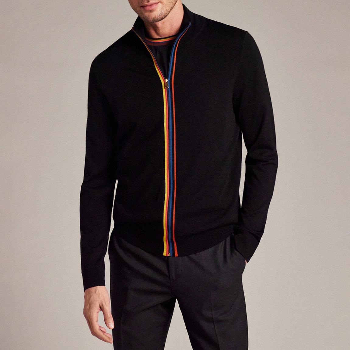 Black Zip Through Wool Cardigan main product photo