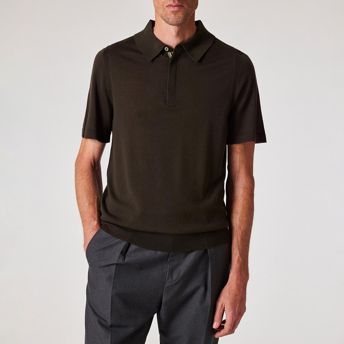 Khaki Wool Sweater Polo Shirt main product photo